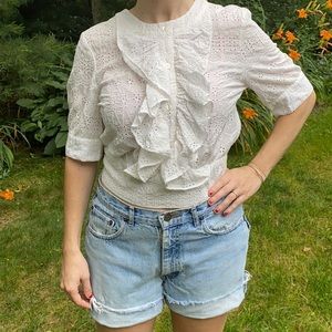 J.Crew short sleeve eyelet top